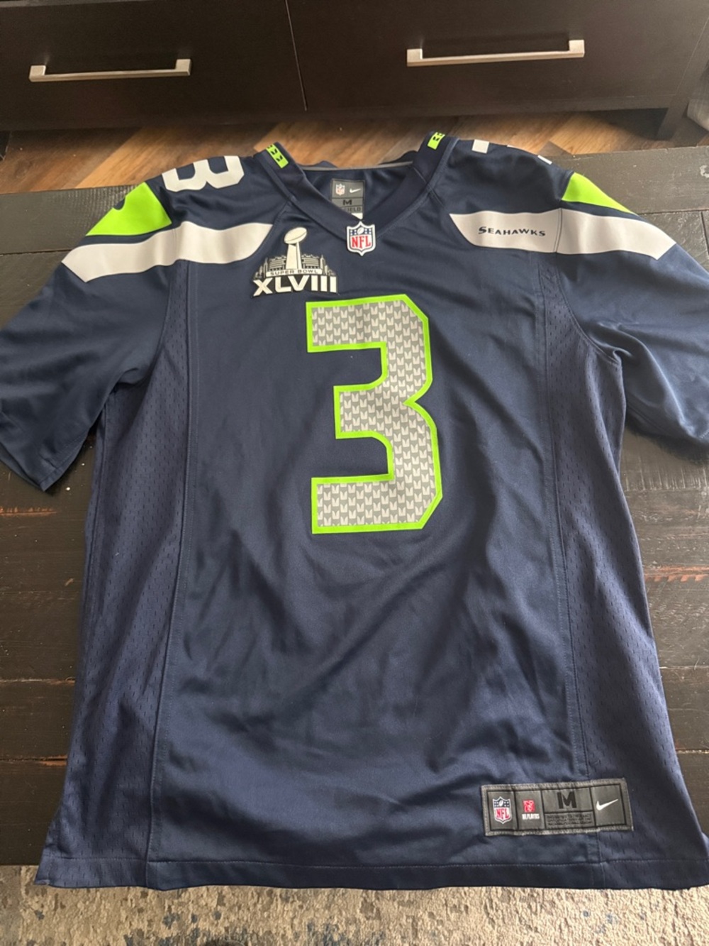 Nike Navy & Neon Green Seahawks Wilson’s #3 Superbowl XLVIII jersey